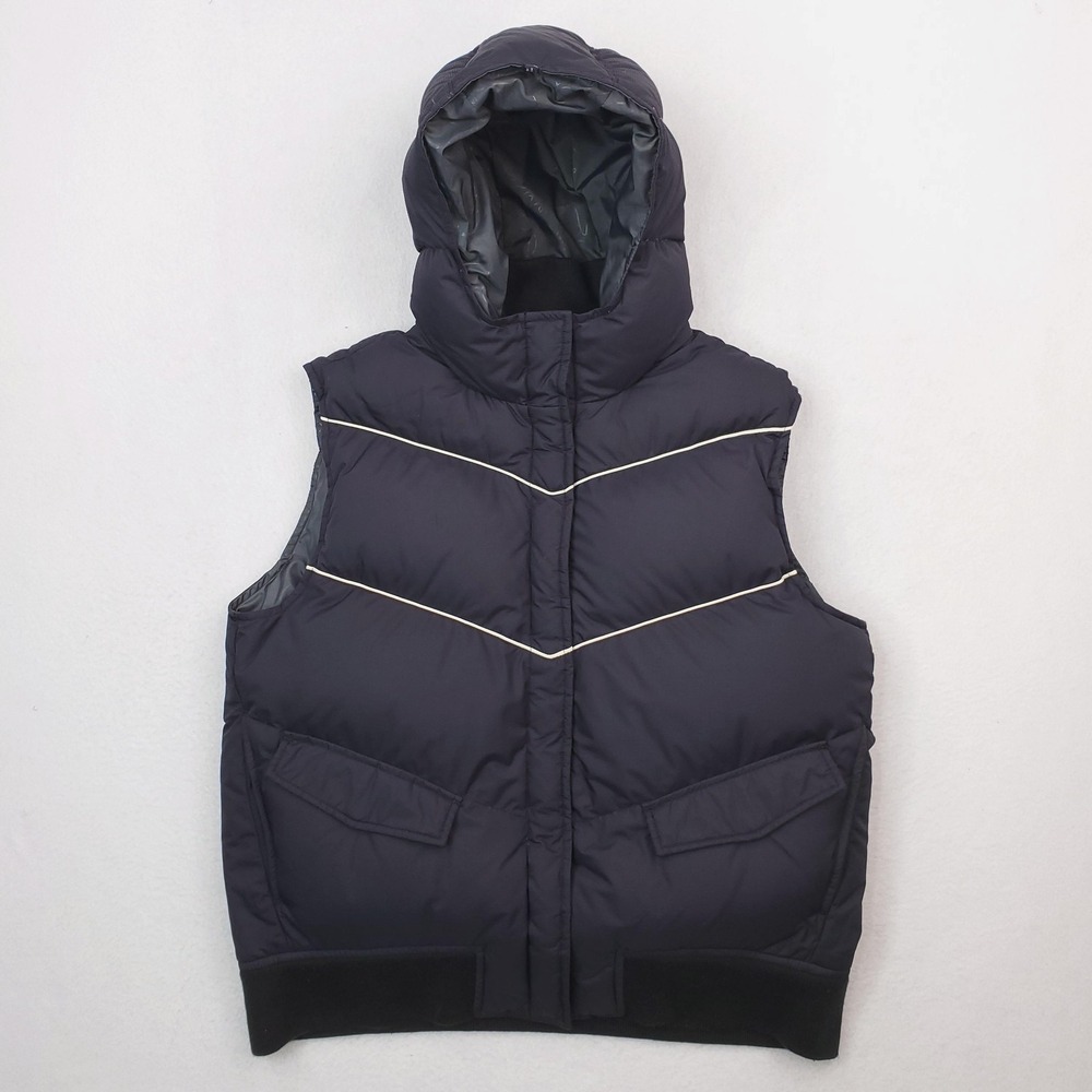 Eastern Mountain Sports Vest Womens Large Blue Goose Down Hooded Puffer Quilted